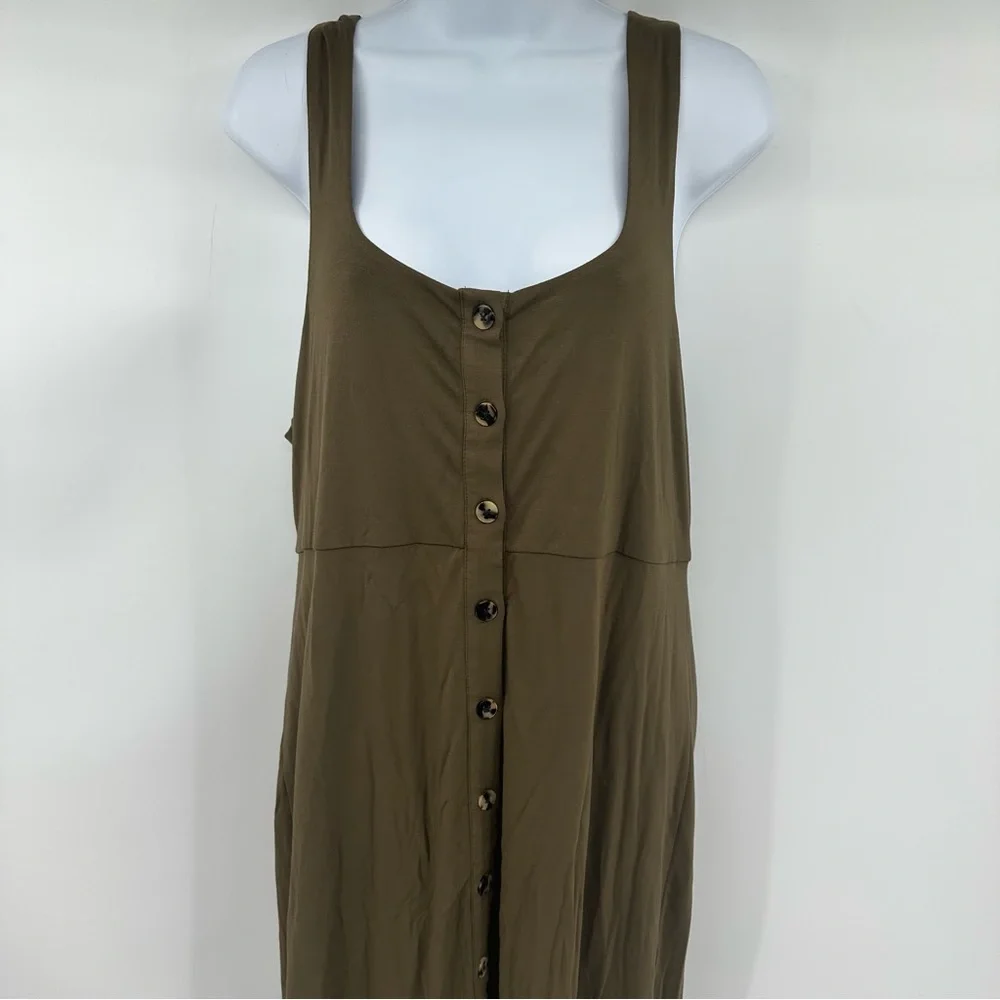 Good American Good Touch Button Front Midi Tank Dress Size 5 = US 2XL - Picture 6 of 15